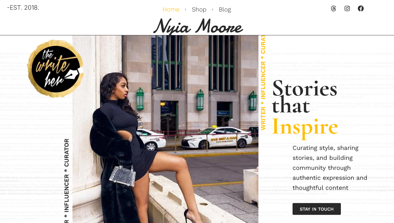 The Write Her: website for Nyia Moore